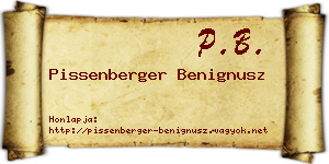 Pissenberger Benignusz névjegykártya